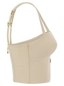 Elisabetta Franchi Stretch Crepe Bustier Top With Enamelled Logo Plaque