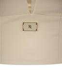 Elisabetta Franchi Stretch Crepe Bustier Top With Enamelled Logo Plaque