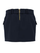 Balmain Short Blue Wool Low Rise Skirt