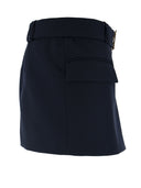 Balmain Short Blue Wool Low Rise Skirt