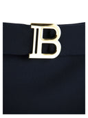 Balmain Short Blue Wool Low Rise Skirt