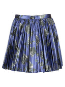 Red Valentino Pleated Skirt In Rose Print Lamé Canvas