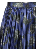 Red Valentino Pleated Skirt In Rose Print Lamé Canvas