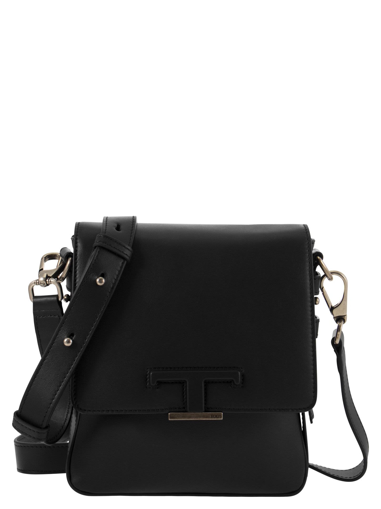 Woman BLACK T Timeless Crossbody Bag in Leather Mini