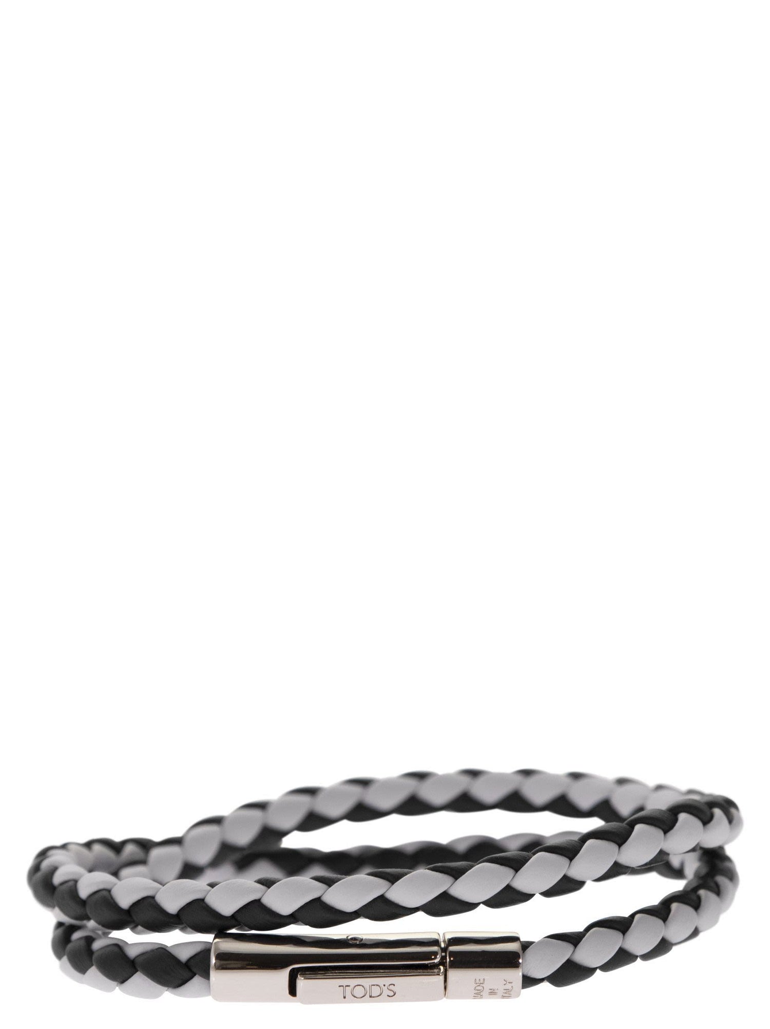 Tod's - Woven Leather and Silver-Tone Wrap Bracelet Tod's