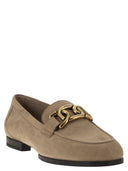 Tod's Moccasin In Nubuck With Metal Chain