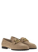 Tod's Moccasin In Nubuck With Metal Chain