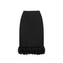 Saint Laurent Feathers Trim Silk Skirt