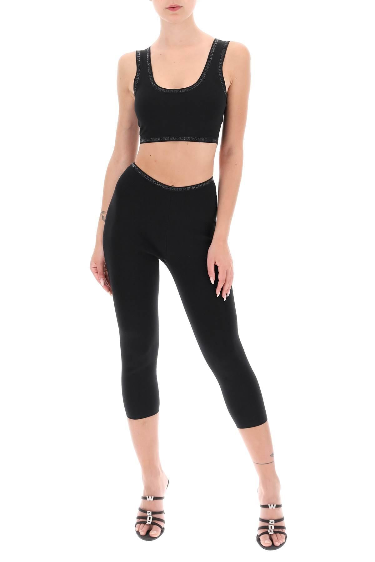 Alexander Wang Cropped Leggings With Crystal Studded Logoed Band