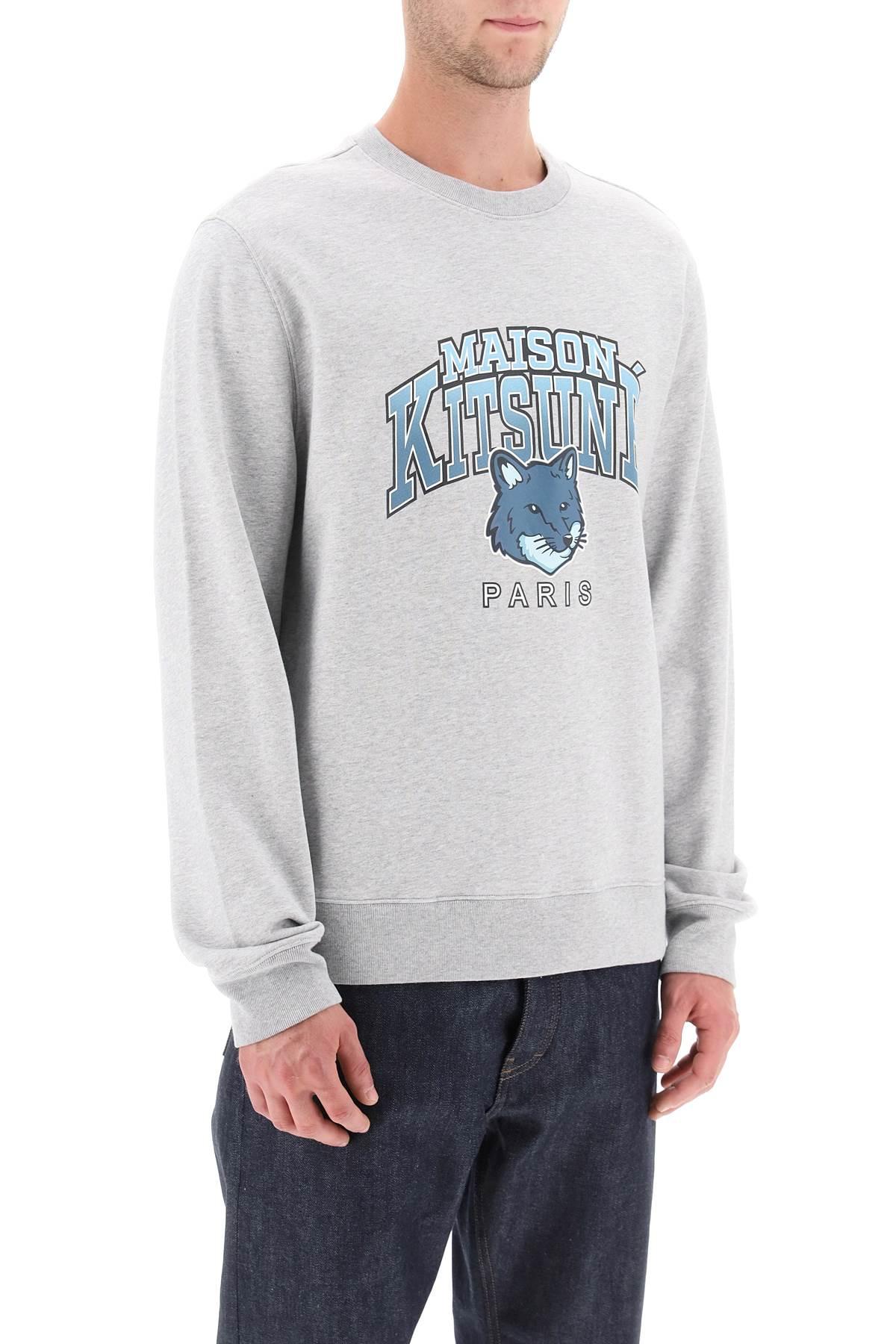 Maison Kitsune Crew Neck Sweatshirt With Campus Fox Print | Balardi
